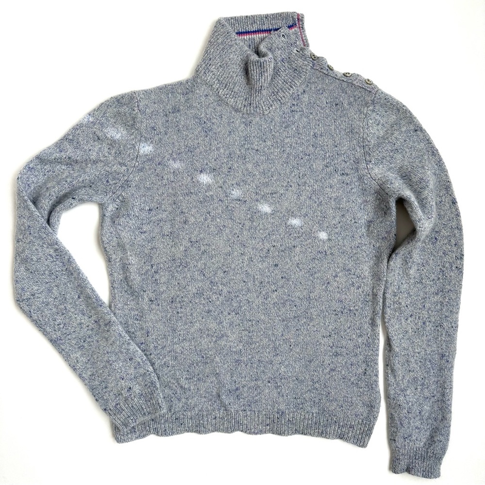 Malo Cashmere Turtleneck Sweater With Buttons at Neck 44 M